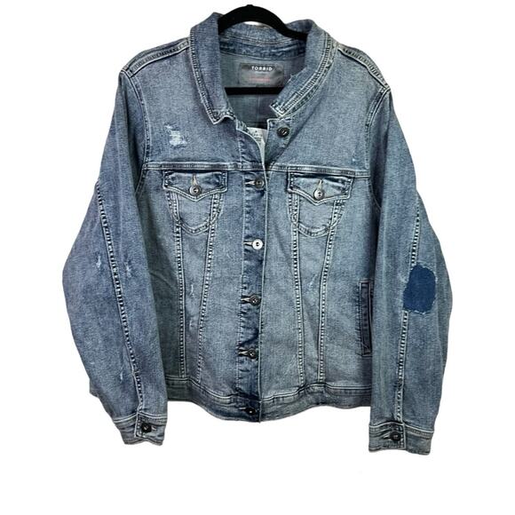 Torrid Denim Distressed Jean Jacket Women's Size 3X 3 NEW NWT - Picture 1 of 13